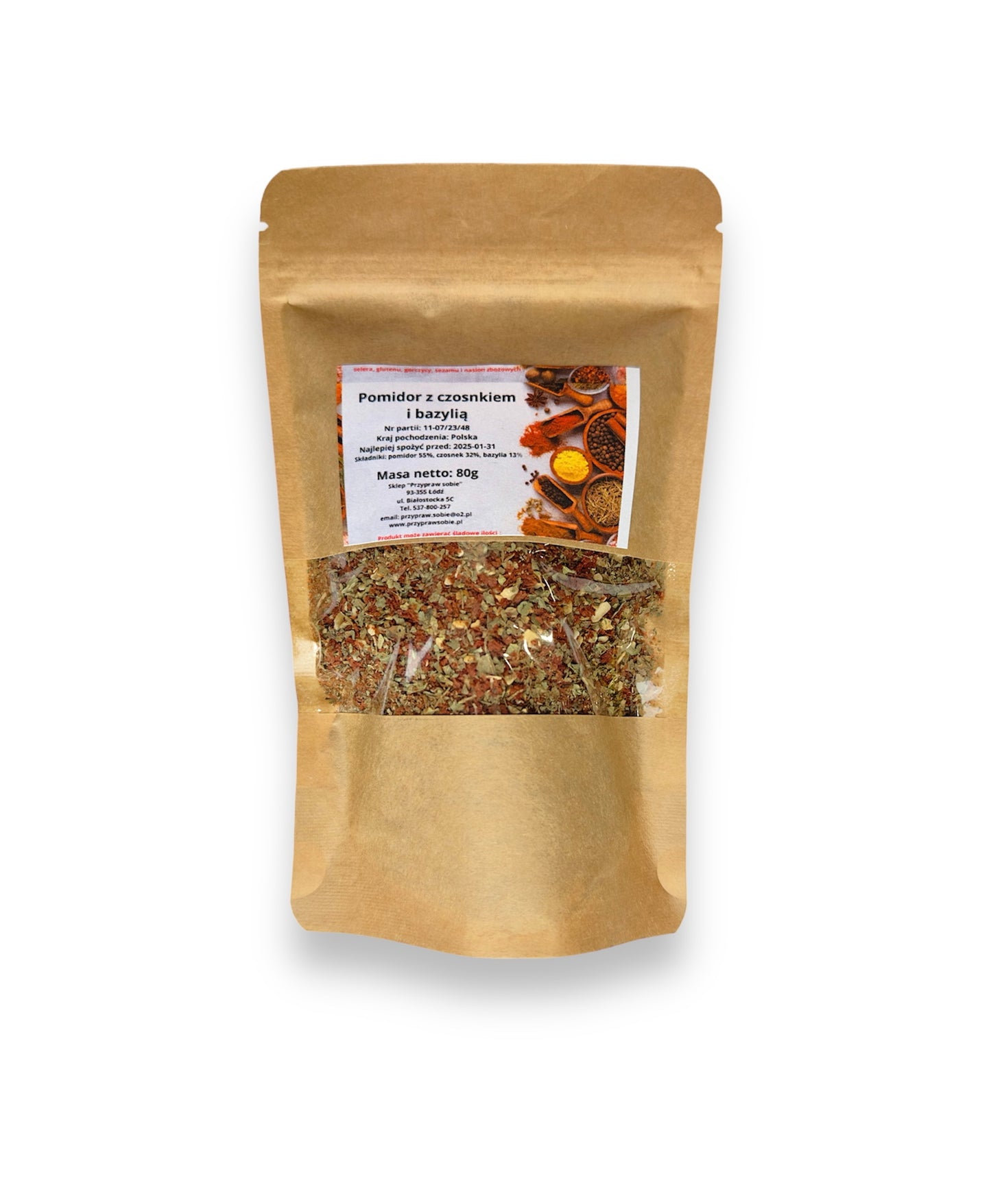 Pomidor z czosnkiem i bazylią - 80g